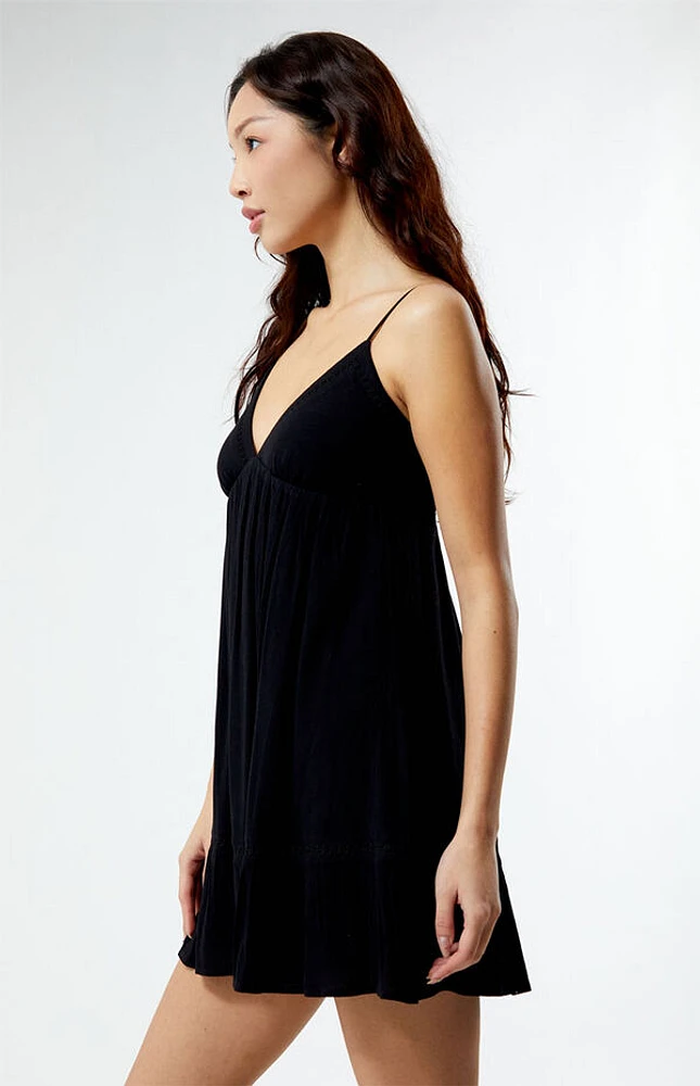 Trim V-Neck Babydoll Dress