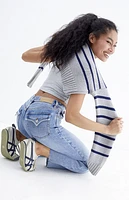 Pacsun Nora Medium Indigo Cropped Wide Leg Jeans