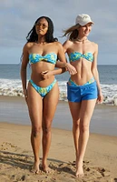 PacSun Green & Blue Floral Maristela Twist Bandeau Bikini Top
