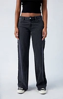 PacSun Black Frayed Wren Low Rise Wide Leg Jeans