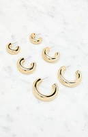 LA Hearts 3 Pack Chunky Hoop Earrings