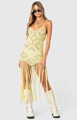 Edikted Fringey Crochet Maxi Dress