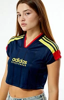 adidas Navy Tiro Cut 3-Stripes Cropped Jersey