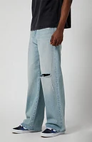 PacSun Light Indigo Ripped Extreme Baggy Jeans