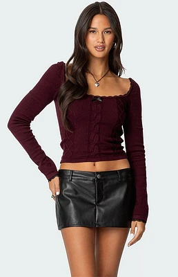 Edikted Ansley Lacey Cable Knit Top