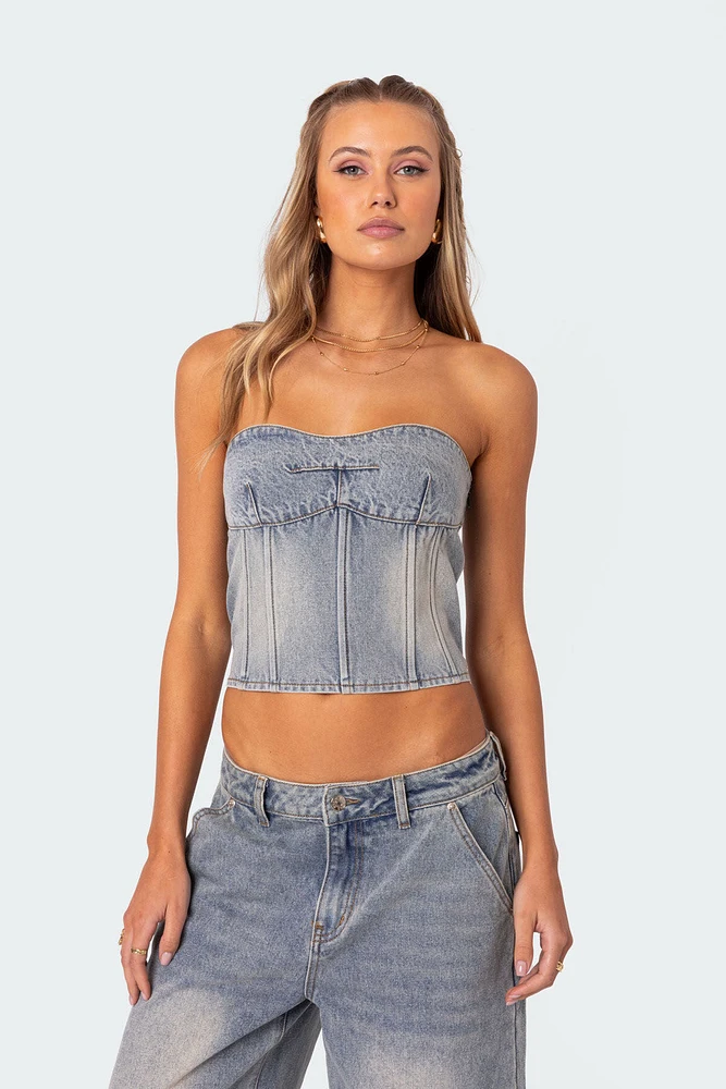 Myla Washed Denim Corset