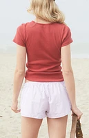 John Galt Brown & White Keira Pajama Boxer Shorts