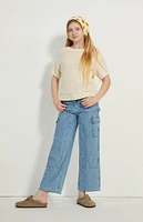 PacSun Kids Light Indigo Baggy Cargo Jeans