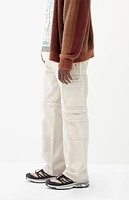 Pacsun Cream Baggy Cargo Zip-Off Jeans