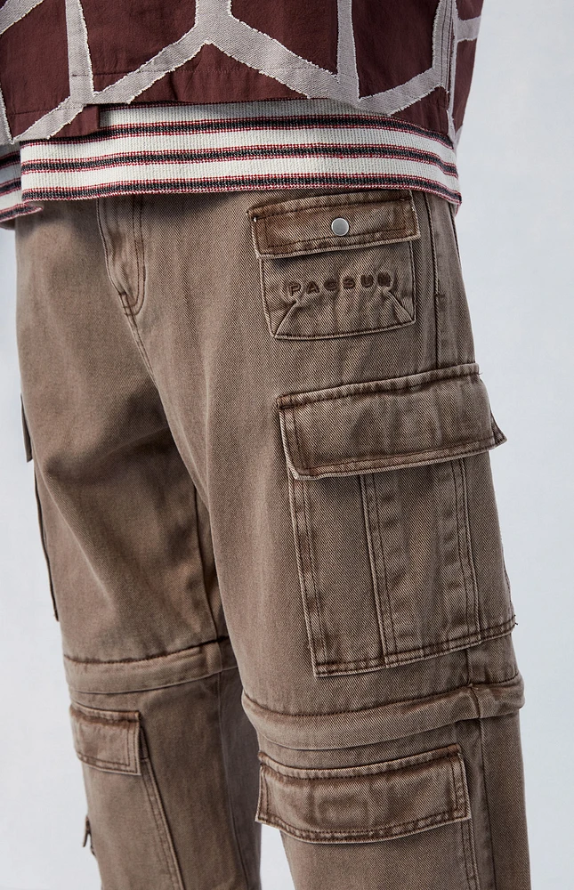 Brown Baggy Zip-Off Cargo Jeans