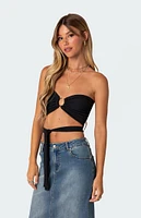 Edikted Zia Ribbed Ring Tie Crop Top