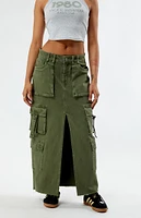 PacSun Olive Cargo Midi Skirt