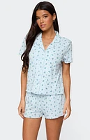 Edikted Camden Floral Pointelle Button Up Shirt