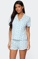 Edikted Camden Floral Pointelle Button Up Shirt