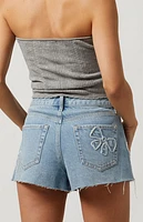 Pacsun Light Indigo Bow High Waisted Denim Festival Shorts