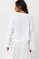 Rhythm White Classic Knit Sweater