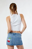 Coca Cola By PacSun Cherry Coke Low Rise Micro Denim Mini Skirt