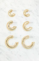 LA Hearts 3 Pack Chunky Hoop Earrings