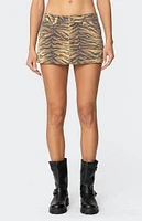 Edikted Tiger Printed Denim Mini Skort