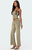 Edikted Eternity Pinstripe Flare Jeans