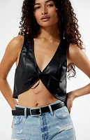 Pacsun Faux Leather Tie Front Vest