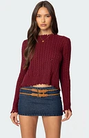 Edikted Split Open Back Cable Knit Sweater