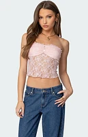 Edikted Odilia Sheer Lace Strapless Top