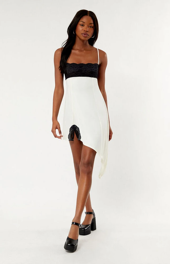 Lace Asymmetrical Slip Dress