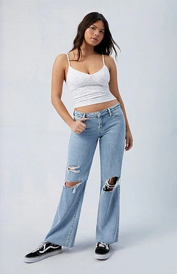 PacSun Wren Light Indigo Ripped Low Rise Wide Leg Jeans