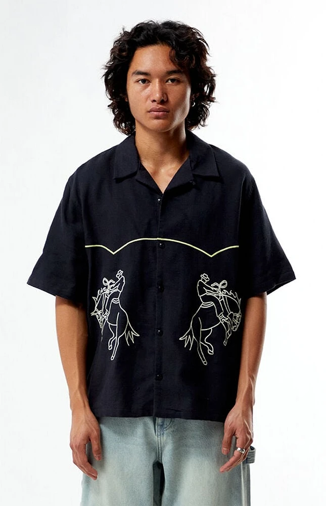 Pacsun Western Embroidered Oversized Resort Camp Shirt