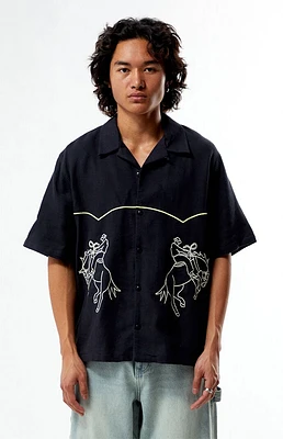 PacSun Western Embroidered Oversized Resort Camp Shirt