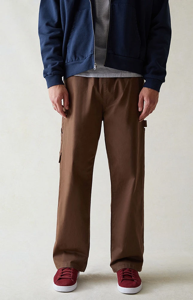 PacSun Stretch Canvas Brown Baggy Carpenter Pants