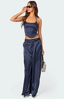 Edikted Kelsey Satin Lace Up Corset
