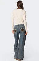 Edikted Leopard Heart Washed Jeans