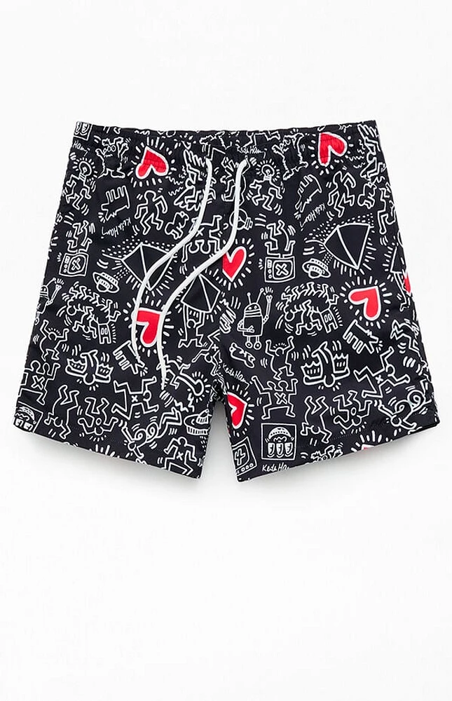 Keith Haring Hearts 4.5" Swim Trunks