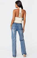 Edikted Boot Cut Washed Low Rise Jeans