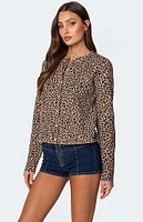 Edikted Leopard Printed Knit Cardigan