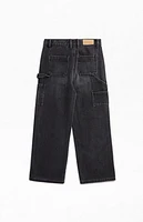 Pacsun Kids Black Studded Knee Baggy Carpenter Pants