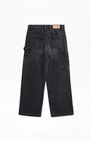 PacSun Kids Black Studded Knee Baggy Carpenter Pants