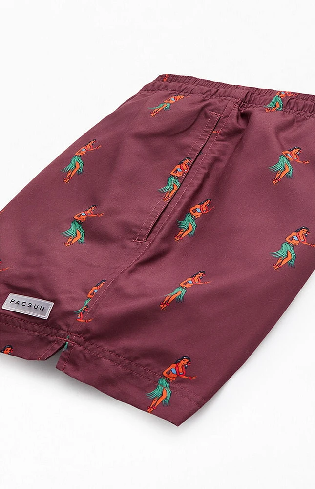 PacSun Hula AOP 4.5" Swim Trunks
