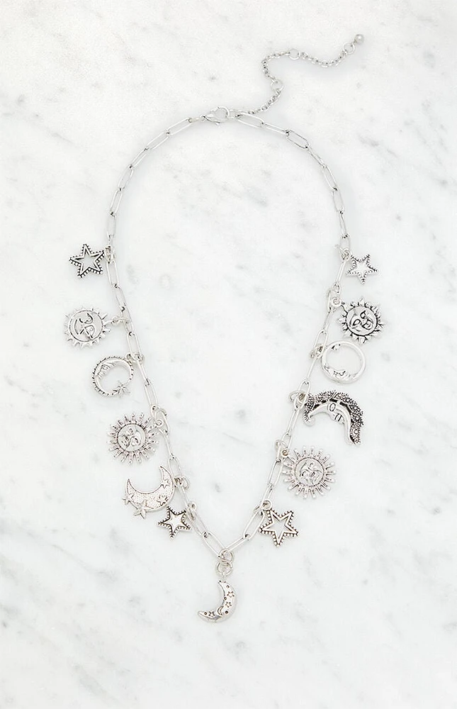 LA Hearts Sun Moon Charm Necklace