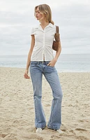 John Galt White Rue Collared Top