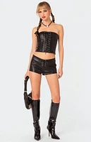 Edikted Wilde Lace Up Faux Leather Corset