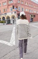 John Galt White & Black Thin Striped Brianna Sweater