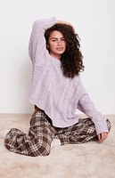 LA Hearts Violet Cable Knit Boxy  Sweater