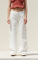 PacSun White Low Rise Baggy Cargo Jeans