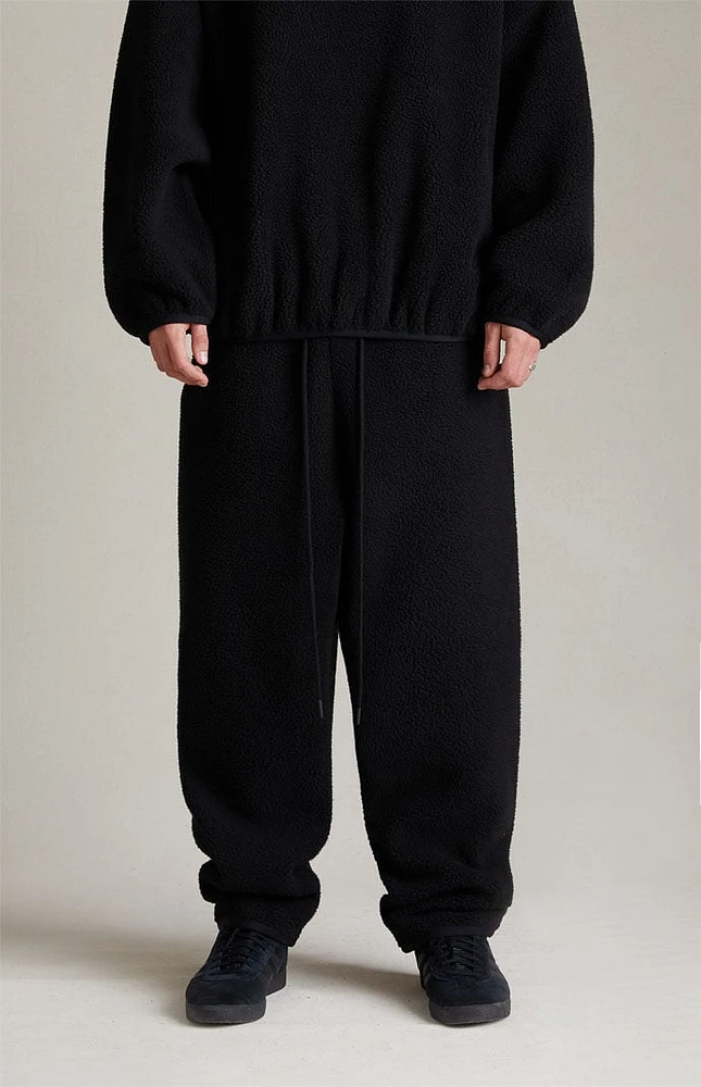 Jet Black Sherpa Polar Fleece Sweatpants