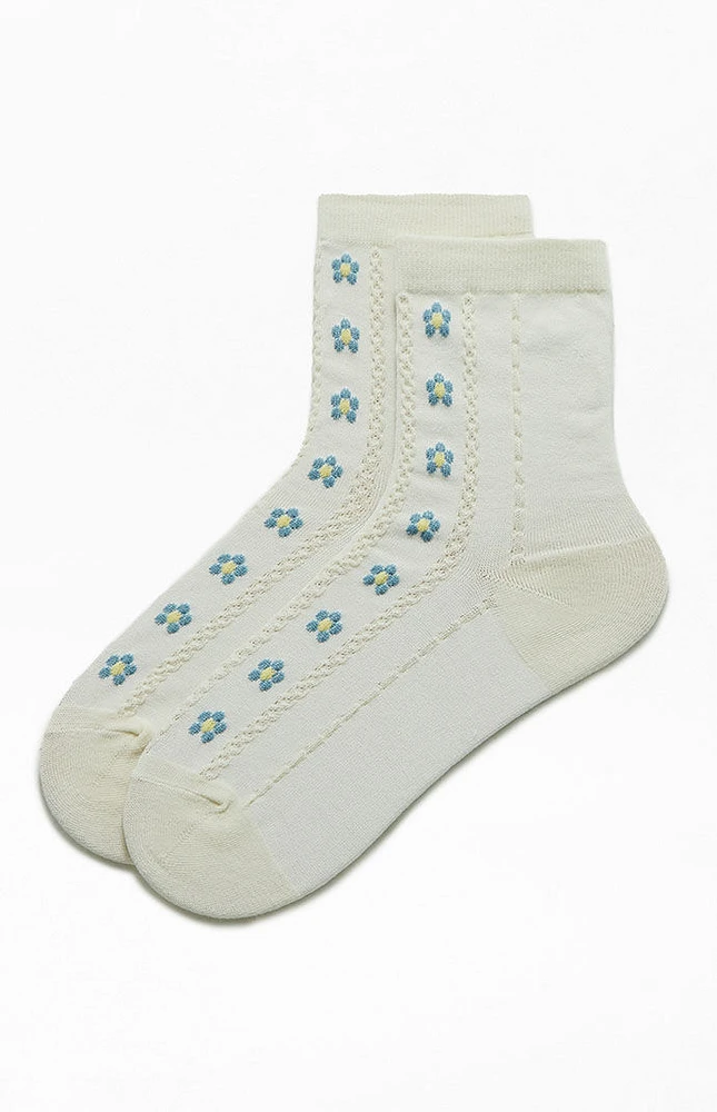 Knit Floral Ankle Socks
