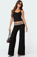 Edikted Leopard Fold Over Pants