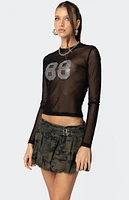 Edikted 88 Rhinestone Sheer Mesh Top